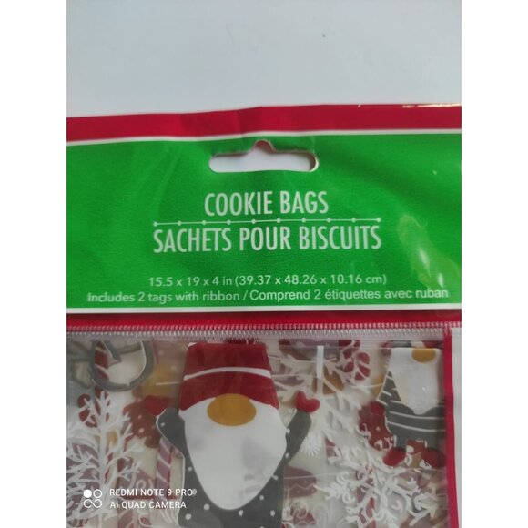 Christmas Gift Bags Set 2 With Tags Ribbon & Base Holiday Treat Bags For Giftin - Picture 9 of 13